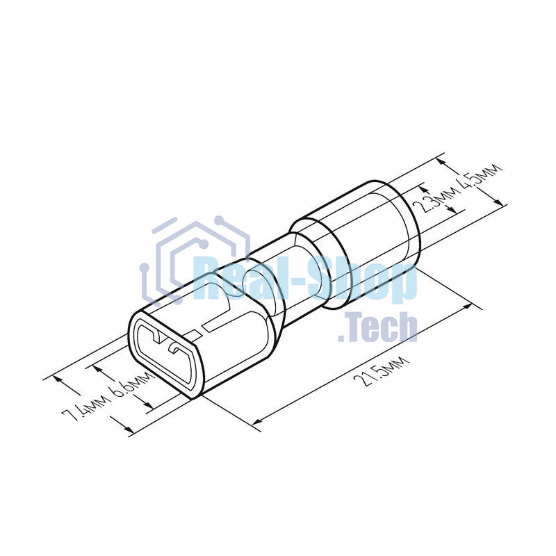 Клемма плоская Rexant полностью изолированная термоусаживаемая гнездо 6.6 мм 1.5-2.5 мм² (РПи-м-т 2.5-(6.3) синий