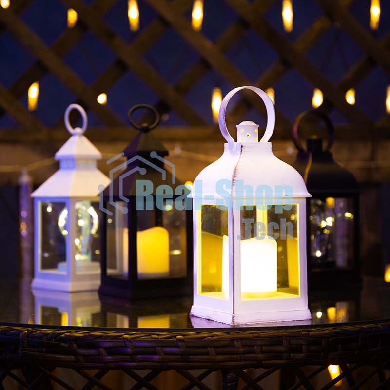 Декоративный фонарь Neon-night с лампочкой, белый корпус, размер 10.5х10.5х24 см, цвет теплый белый