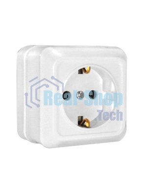 Розетка 1-м ОП Олимп 16А с заземл. белый UNIVersal О0028
