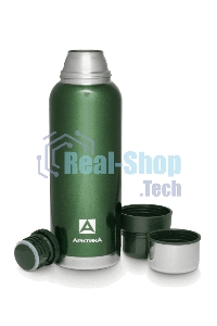 Термос Арктика 106-1200 зеленый, узкое горло 1,2 л, американский дизайн, антивандальное покрытие, две чашки, холод/тепло 32 ч