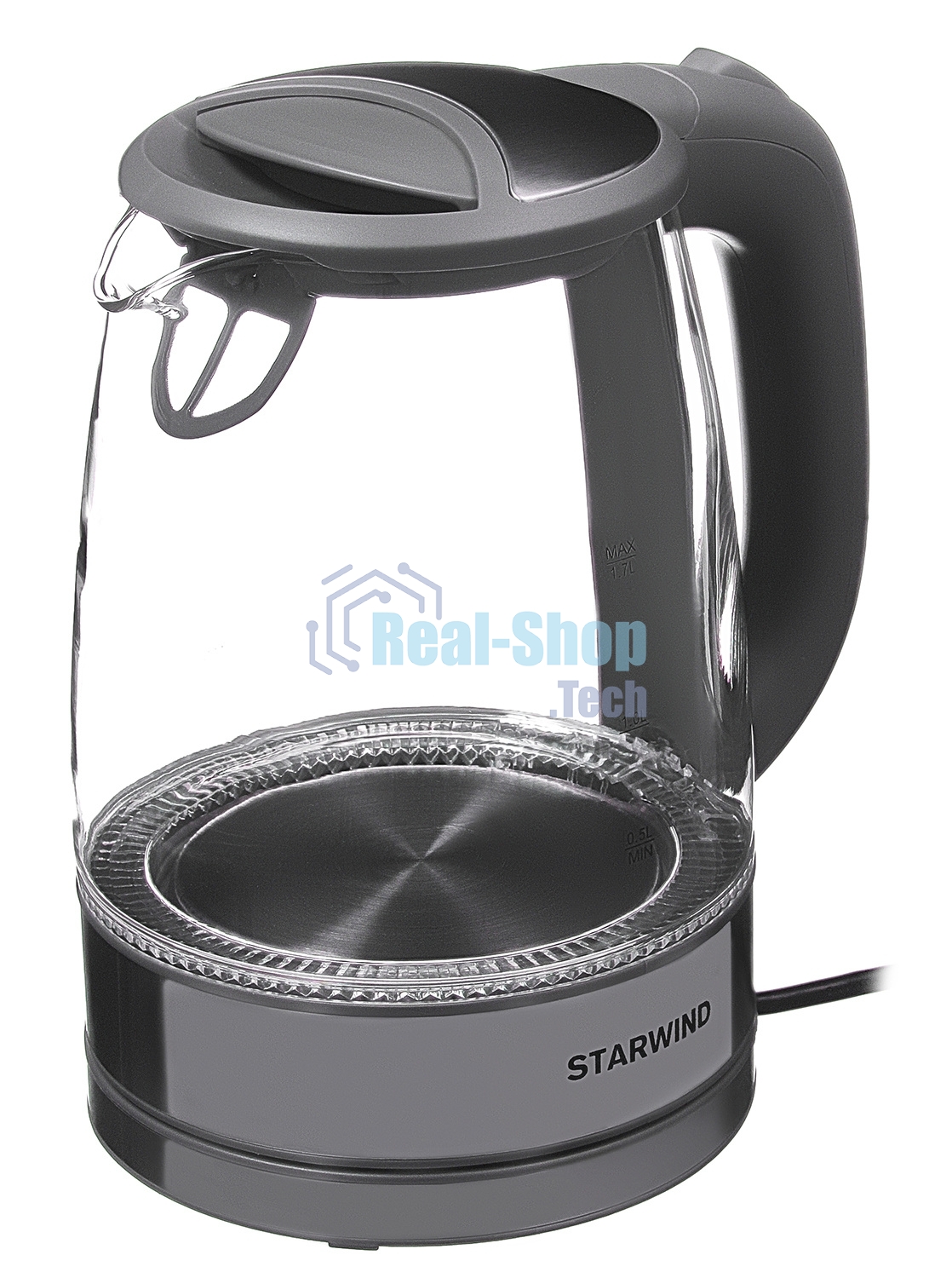 Чайник электрический Starwind SKG2315 1.7л. 2200Вт серый/серебристый (корпус: стекло)