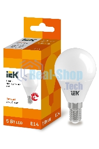 Лампа светодиодная ИЭК LLE-G45-5-230-30-E14 ECO G45 5Вт шар 3000К теплый белый E14 450лм 230-240В