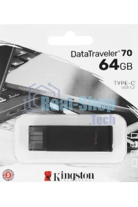 Флешка USB Kingston DataTraveler DT70 (DT70/64Gb), 64Gb, USB-C 3.2 Gen 1,  R/W 70/45, черный