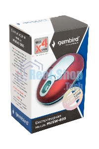 Мышь беспроводная Gembird MUSW-605 красный, 1200 dpi, радиоканал, USB, кнопки - 3