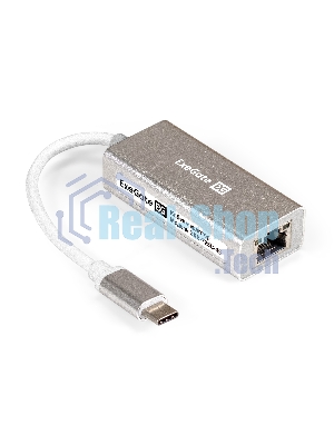Кабель-адаптер ExeGate EXE-725C-45 (USB3.0 Type-C --> 1xRJ45 UTP 100Mbps/1000Mbps/2.5Gbps, Realtek Chipset RLT8156, корпус алюминиевый, серебристый)