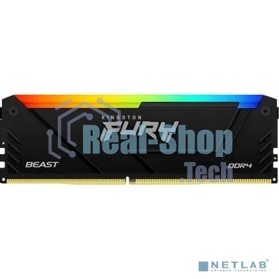 Оперативная память Kingston Fury Beast, DDR4, 16GB (1x16GB), 3200MHz, CL16, DIMM, радиатор, RGB, черный