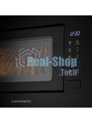 Встраиваемая микроволновая печь Kuppersberg HMW 620 B, объем 20 л, мощность 700 Вт, поворотный стол, High-Tech, 9 автоматических программ, гриль, сенсорное управление, черный