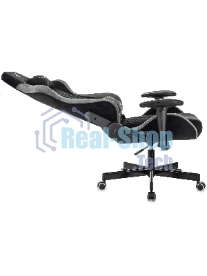 Кресло игровое Knight Regal Fabric черный/серый, иск. замша, крестов. металл
