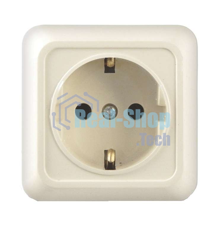 Розетка 1-м ОП Олимп 16А с заземл. беж. UNIVersal Б-О0028