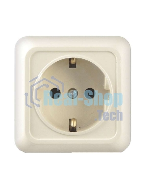 Розетка 1-м ОП Олимп 16А с заземл. беж. UNIVersal Б-О0028