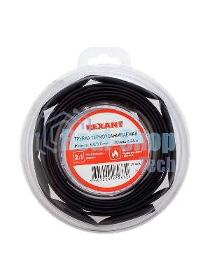 Трубка термоусаживаемая Rexant 6,0/3,0 мм черная, ролик 2,44 м