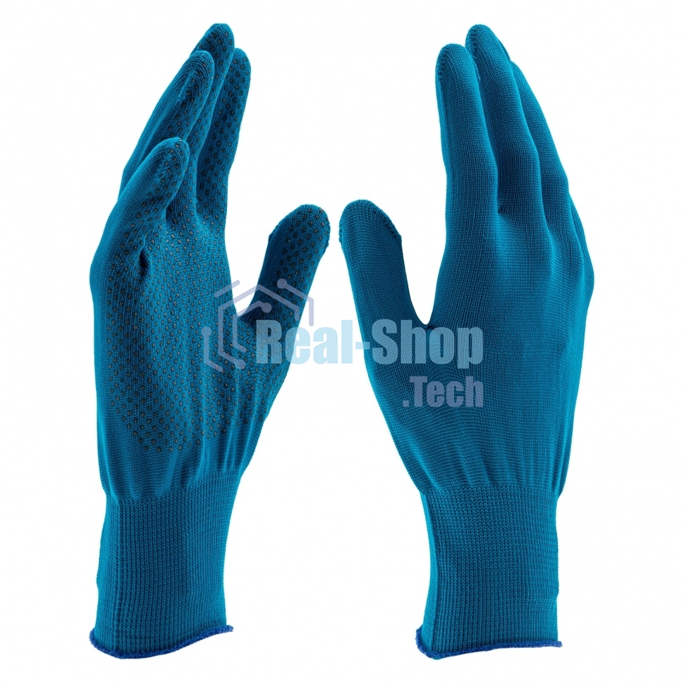 Перчатки из синтетической нити, ПВХ точка, 13 класс, 