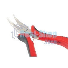 Длинногубцы Matrix Mini, 130 мм, никелированные, изогнутые, авторазжим, двухкомпонентные рукоятки