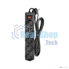 Сетевой фильтр CBR CSF 2505-5.0 Black CB, 5 евророзеток, длина кабеля 5 метров, цвет черный (коробка)