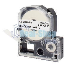 Картридж ленточный Cactus CS-LK4WBN черный шрифт, белый фон (12 мм, 9 м) для Epson LW300/LW400/LW700/LW600P/LW1000P/K400/Z700/Z900