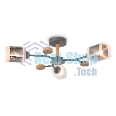 Светильник Ambrella light TR3033231/3 GR/LW/SM серый/светлое дерево/дымчатый E27*3 max 60W D700*180