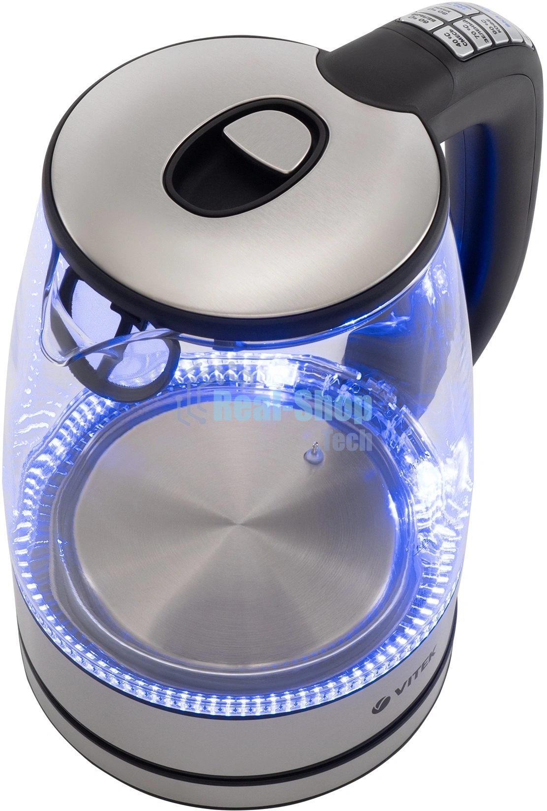 Чайник электрический Vitek VT-8828 1.7 л, 2200 Вт, серебристый корпус: стекло/металл