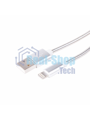 Кабель USB Rexant для iPhone 5/6/7 моделей, шнур в металлической оплетке серебристый