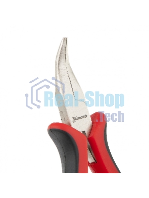 Длинногубцы Matrix Mini, 130 мм, никелированные, изогнутые, авторазжим, двухкомпонентные рукоятки