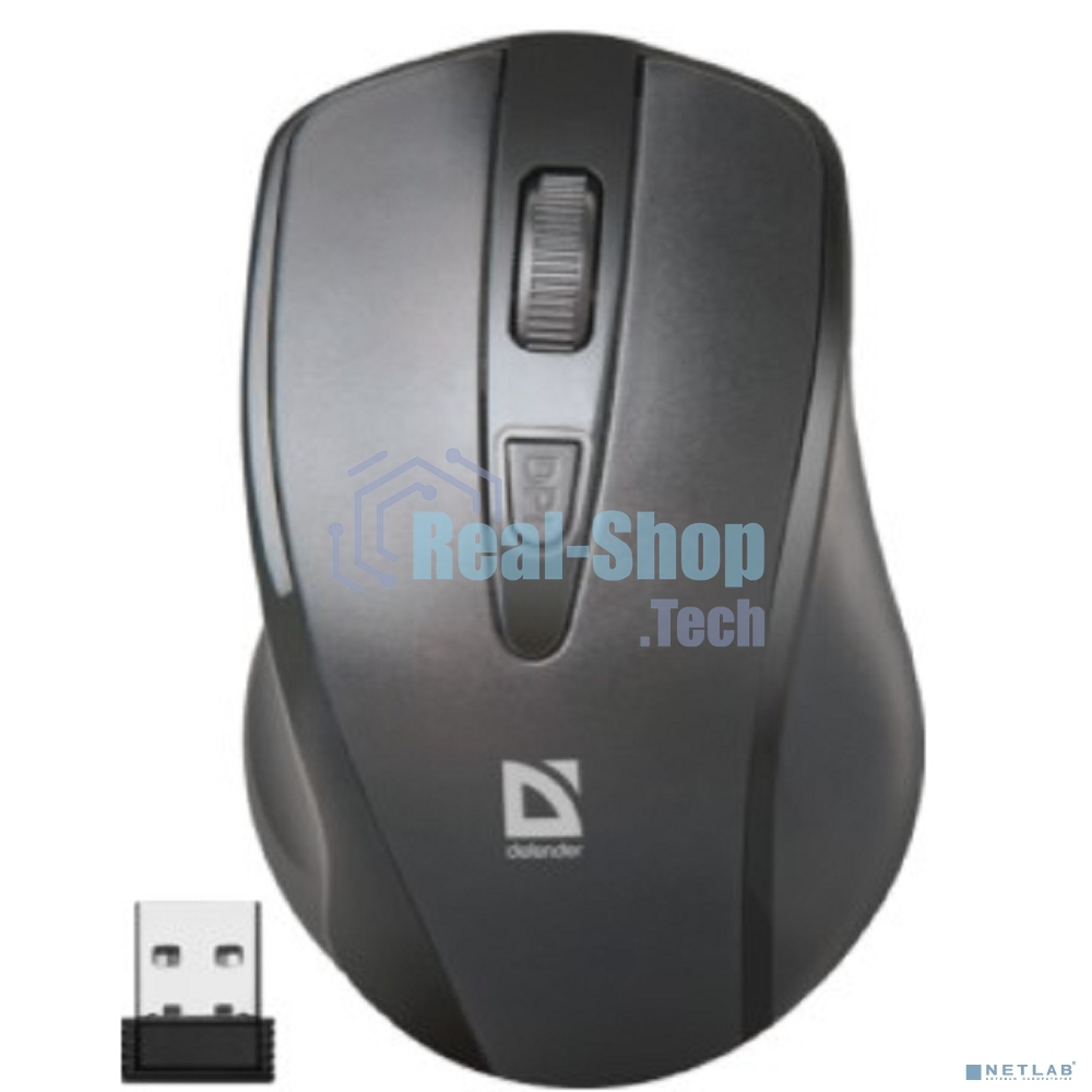 Мышь беспроводная Defender Datum MM-265 черный, 1600 dpi, радиоканал, USB, кнопки - 4