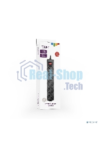 Сетевой фильтр CBR CSF 2505-5.0 Black CB, 5 евророзеток, длина кабеля 5 метров, цвет черный (коробка)