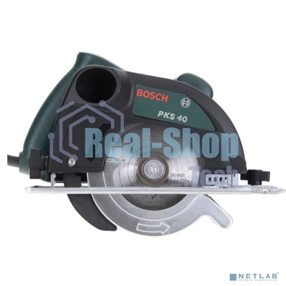Пилы, Станки Bosch PKS 40 06033C5000 Ручная дисковая пила 850 Вт, глубина пропила под углом 90°: 0-40 мм, глубина пропила под углом 45°: 0-26 мм. Направляющая пластина 120 х 260 мм, масса 2,
