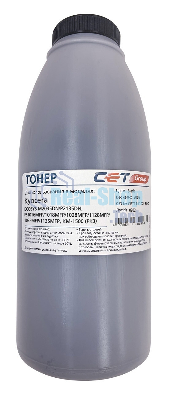 Тонер CET PK3 черный бутылка 300гр. для принтера Kyocera ecosys M2035DN/M2535DN/P2135DN, FS-1016MFP/1018MFP