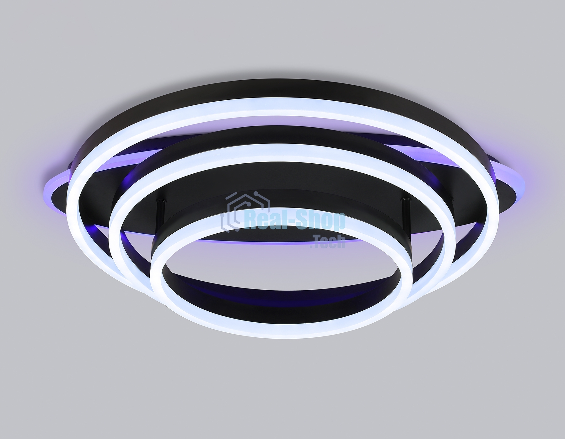 Потолочный светодиодный светильник FA8524 BK черный 146W 3000K-6400K+RGB 560*500*150 (ПДУ РАДИО 2.4G)