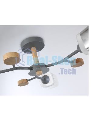 Светильник Ambrella light TR3033231/3 GR/LW/SM серый/светлое дерево/дымчатый E27*3 max 60W D700*180