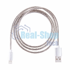 Кабель USB Rexant для iPhone 5/6/7 моделей, шнур в металлической оплетке серебристый