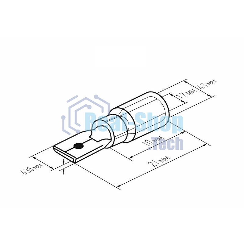 Клемма плоская Rexant изолированная термоусаживаемая штекер 6.35 мм 0.5-1.5 мм² РПи-п-т 1.5-(6.3)) красный