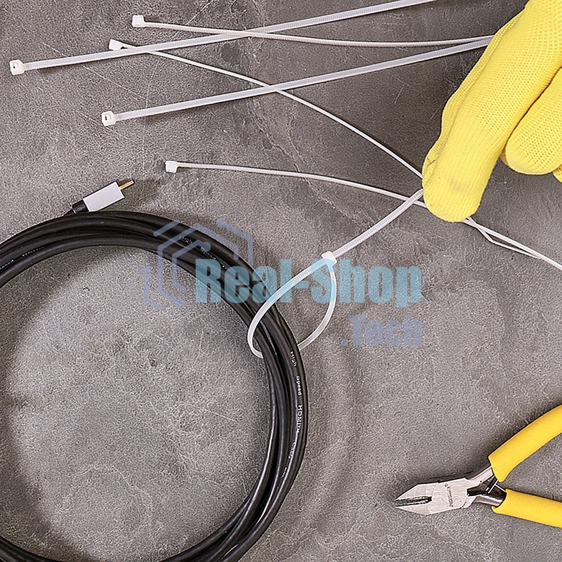 Хомут-стяжка кабельная нейлоновая Rexant 200 x2,5 мм, белая, упаковка 100 шт.