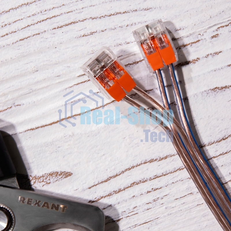 Клемма соединительная рычажковая компактная Rexant 2-проводная, прозрачная, 0.14-4 мм² (20 шт./уп.)