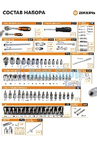 Набор инструментов 1/2дюйм; 1/4дюйм CrV пластик. кейс (94 предм.) Вихрь 73/6/7/5