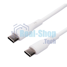 Кабель USB2.0 Cablexpert CC-USB2S-CMCM-1M-W Type-C/Type-C, 3А, 65Вт, PD/QC3.0, силиконовый, 24AWG, медь, 1м, белый, пакет