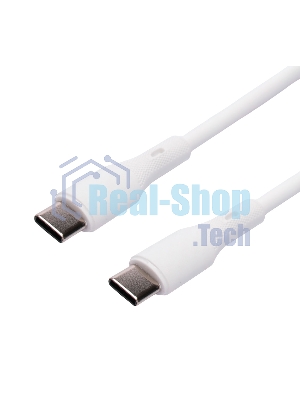 Кабель USB2.0 Cablexpert CC-USB2S-CMCM-1M-W Type-C/Type-C, 3А, 65Вт, PD/QC3.0, силиконовый, 24AWG, медь, 1м, белый, пакет