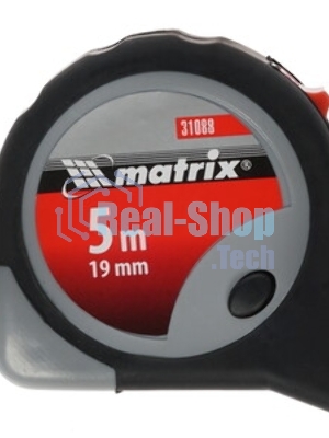 Рулетка Matrix continuous fixation 5мх19мм обрезиненный корпус плавная фиксация