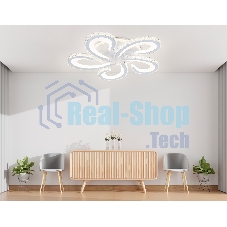 Потолочный светодиодный светильник Ambrella light FA1703/5 WH/CH белый/хром 149W 3000K-6400K 540*540*90 (ПДУ РАДИО 2.4G)