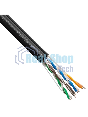 Кабель ExeGate Special UTP4-C5e-CCA-S24-SW-OUT-PE-BK-305 UTP 4 пары кат.5e CCA, 0.48мм (24AWG), внешн., с тросом, 305м, черн., PE