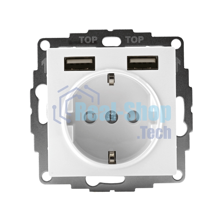 Розетка 16А с 2 USB A+A, 5В/2,4А, 2х5В/1,2А, механизм ATN000130 Schneider Electric белый
