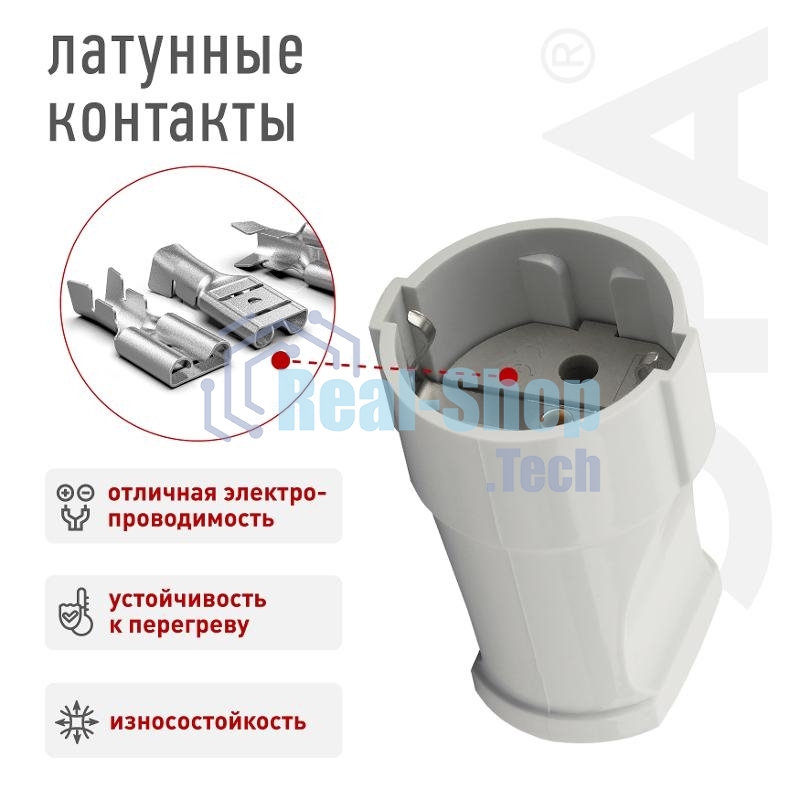 Розетка кабельная ЭРА с/з прямая 16A белая (24/384/4608)