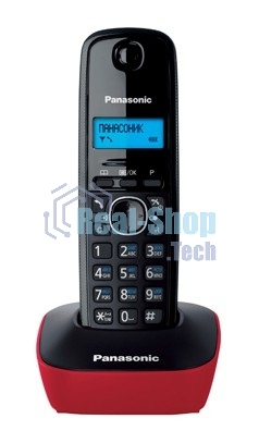 Телефон беспроводной (DECT) Panasonic KX-TG1611RUR (красный) АОН, Caller ID,12 мелодий звонка,подсветка дисплея,поиск трубки