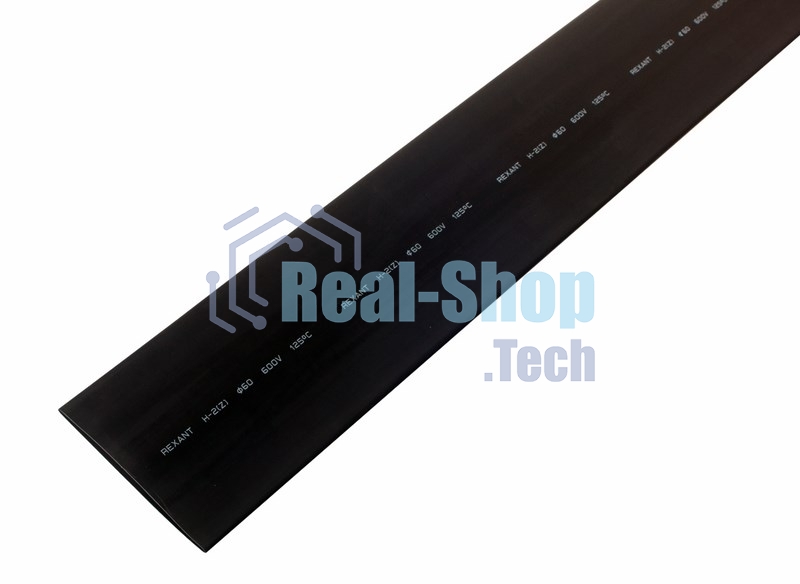 Термоусаживаемая трубка Rexant 60,0/30,0 мм, черная, упаковка 10 шт. по 1 м