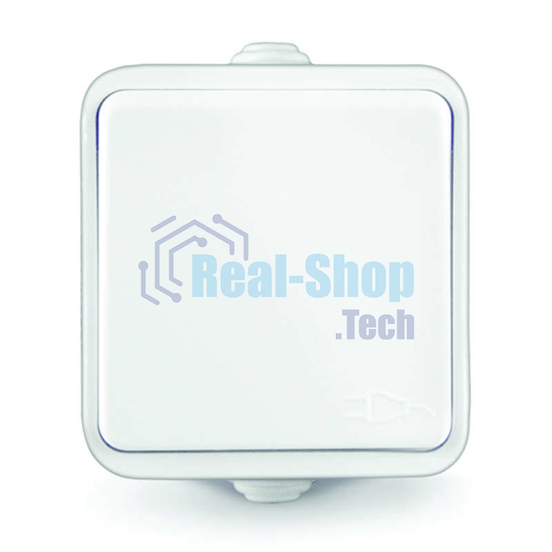 Розетка 1-м ОП Клио 16А с защ. крышкой с заземл. IP44 белый UNIVersal К2229