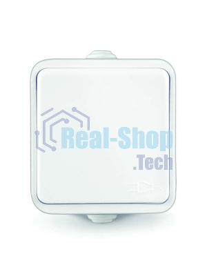 Розетка 1-м ОП Клио 16А с защ. крышкой с заземл. IP44 белый UNIVersal К2229