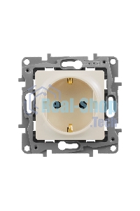 Розетка 2К+З, на винтах, защ. шт., сл. кость ETIKA 