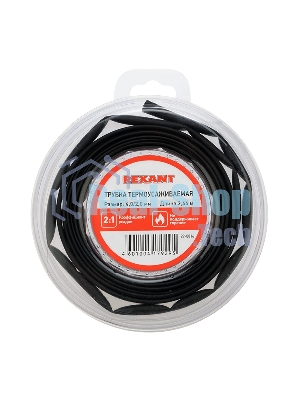 Трубка термоусаживаемая Rexant 4.0/2.0мм черный ролик 2.44м