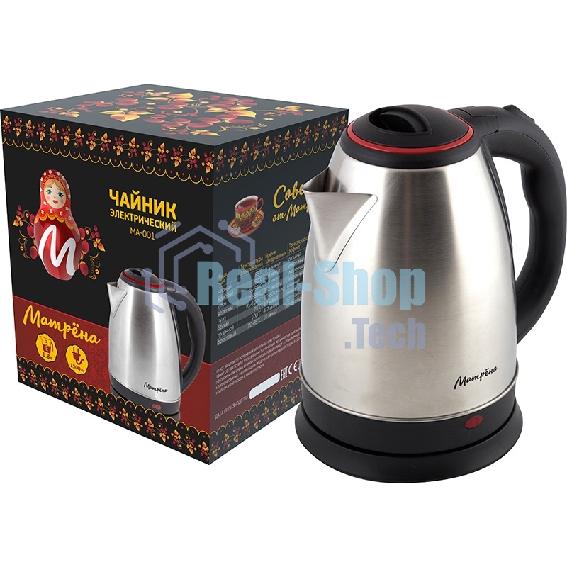 Чайник электрический Матрена MA-001 1,8 л, сталь,цвет крышки красный (005457)