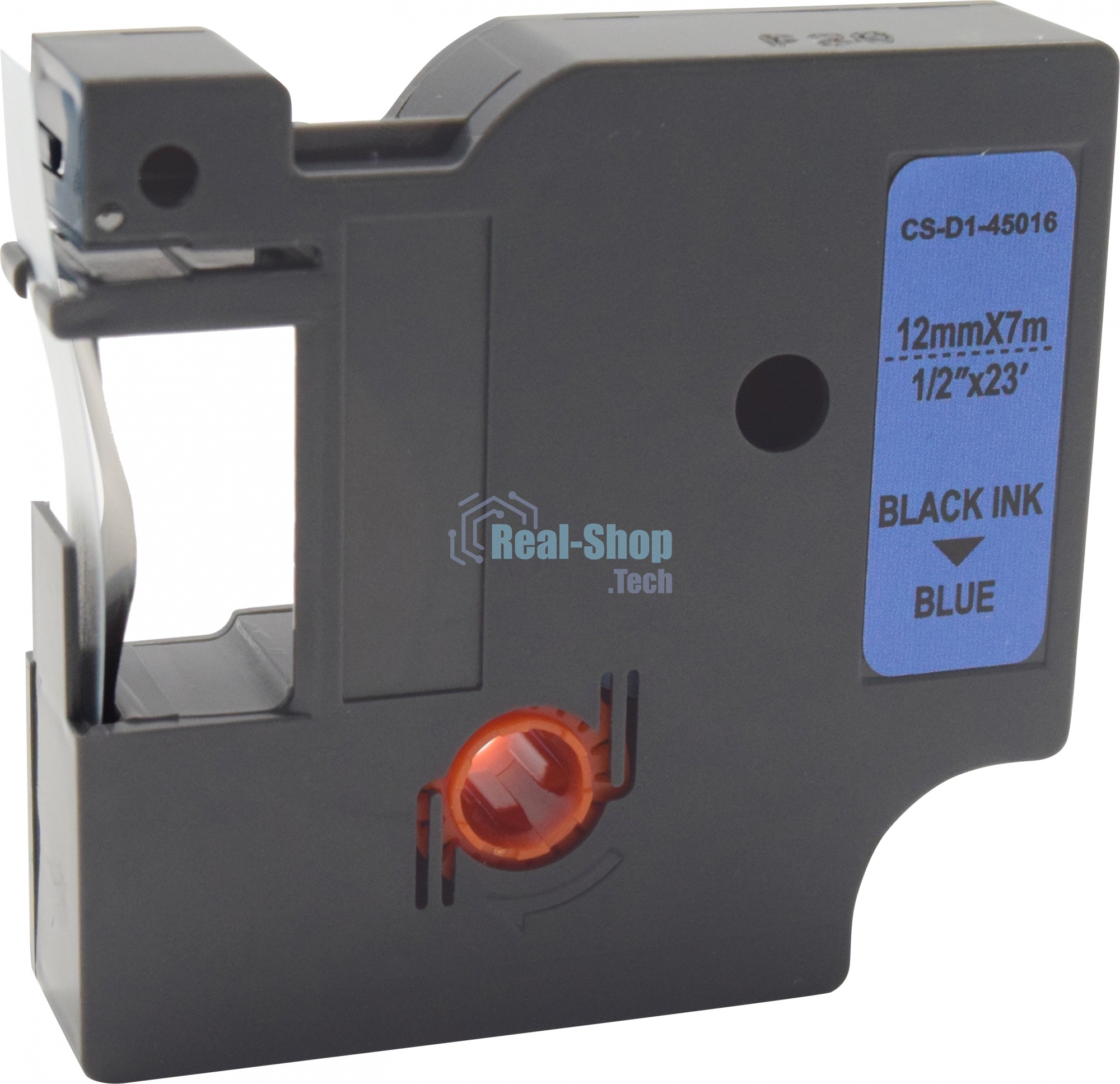 Картридж ленточный Cactus CS-D1-45016 2мм, черный шрифт, синий фон, 7м для DYMO LM 160, 210D, 280, PnP, 420P, 500 TS; Rhino Pro 6000, 5200, 4200