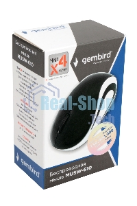 Мышь беспроводная Gembird MUSW-610 черный, 1200 dpi, радиоканал, USB, кнопки - 3